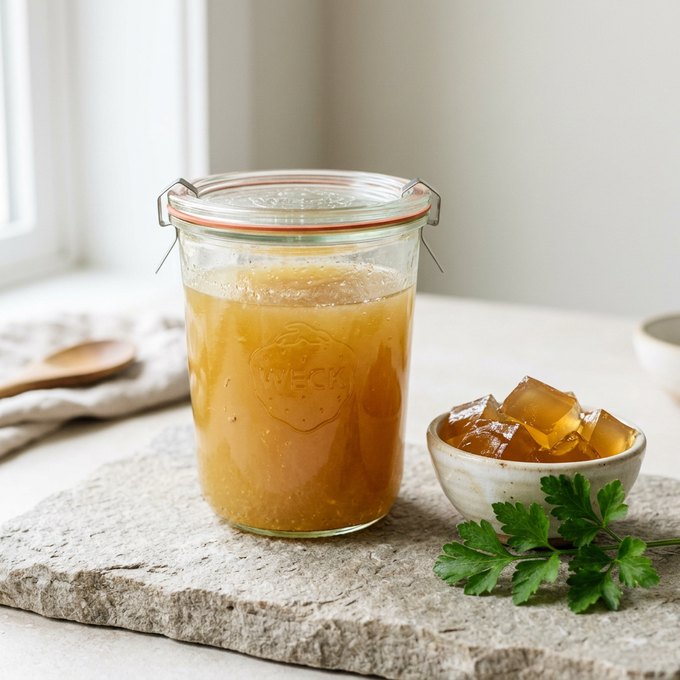 Caldo de ossos em copo: umidade e sabor para o preparo